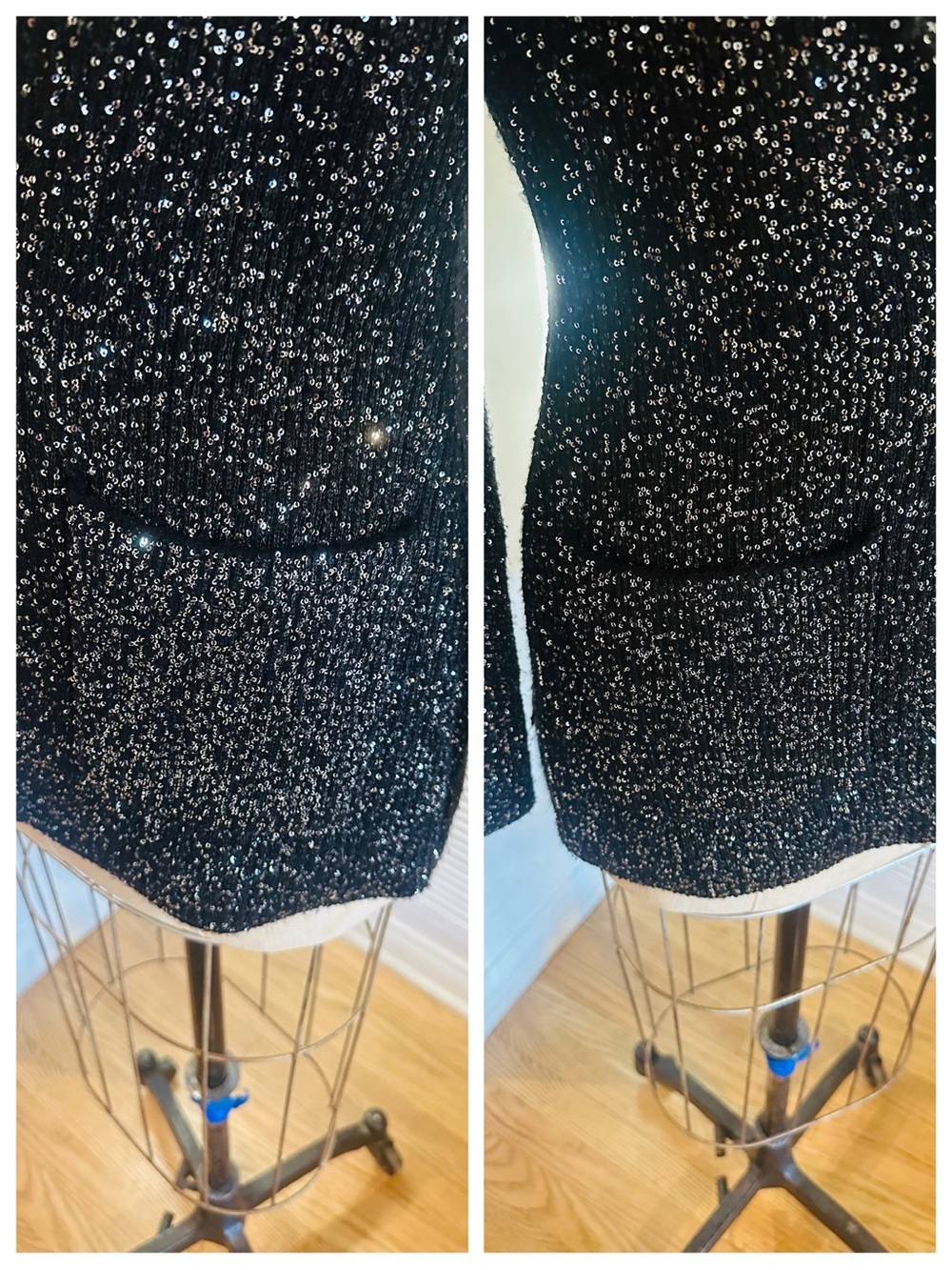 L’AGENCE Leonora Sequin Knit Sweater Blazer in Black - Gorgeous! - Picture 5 of 12
